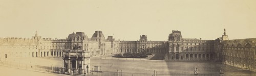 Panoramic View of the Nouveau Louvre, Cour Napoléon, and Carrousel, Taken from the Tuileries; Édouard Baldus, French, born
