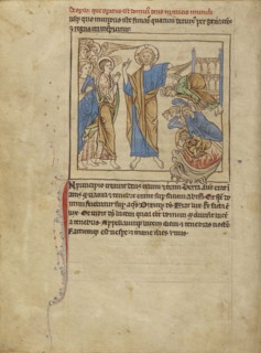 The Fall of the Angels; England; about 1250 - 1260; Pen-and-ink drawings tinted with body color and translucent washes