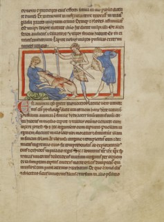 A Unicorn; England; about 1250 - 1260; Pen-and-ink drawings tinted with body color and translucent washes on parchment; Leaf