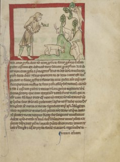 The Prophet Amos; England; about 1250 - 1260; Pen-and-ink drawings tinted with body color and translucent washes on parchment