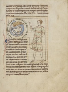 An Emorois; England; about 1250 - 1260; Pen-and-ink drawings tinted with body color and translucent washes on parchment; Leaf