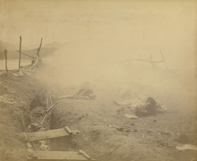 Interior of 2nd Fort Captured Marine Redout; Felice Beato, 1832 - 1909, Korea; June 1871; Albumen silver
