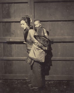 Japanese Woman Carrying a Child; Felice Beato, 1832 - 1909, Japan; 1863 - 1868; Albumen silver print