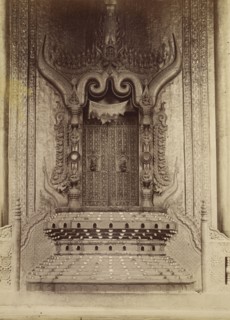 King Thibaw Min's Throne Room - Mandalay; Felice Beato, 1832 - 1909, Mandalay, Burma; about 1890; Albumen