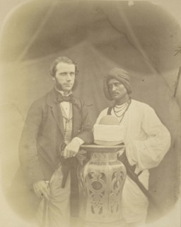 Portrait of J.D. Forsyth, Esq., C.S. Sec., Chief Commander at Oude with his Indian Servant; Felice Beato
