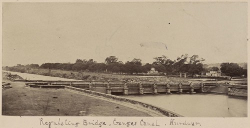 Regulating Bridge, Ganges Canal, Hurdwar; Haridwar, India; about 1881; Albumen silver print