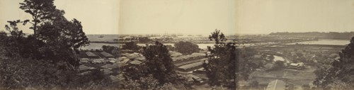 Panorama, Yokohama from Governors Hill; Felice Beato, 1832 - 1909, Yokohama, Japan; 1863; Albumen silver
