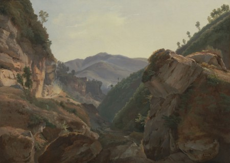 Mountain Landscape with Road to Naples; Jean-Charles-Joseph Rémond, French, 1795 - 1875, Italy; 1821 - 1825; Oil on canvas