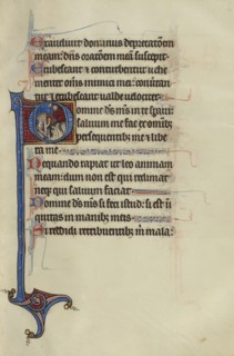 Initial D: David Confronting a Man Throwing a Stone at Him; Bute Master, Franco-Flemish, active about 1260 - 1290, Northeastern