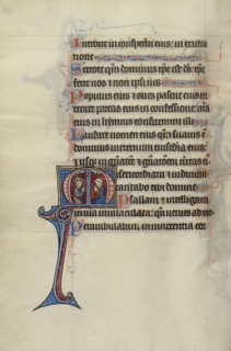 Initial M: Two Men Kneeling in Prayer, One Crowned by the Hand of God; Bute Master, Franco-Flemish, active about 1260 - 1290