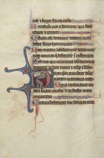 Initial D: Samson Carrying the Gates; Bute Master, Franco-Flemish, active about 1260 - 1290, Paris, written, France