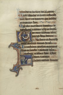 Initial E: A Saint Holding a Scroll; Initial L: People in Prayer before an Altar; Bute Master, Franco-Flemish, active about 1260