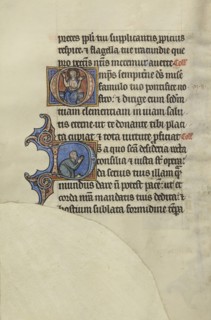 Initial O: Christ Enthroned with His Hands Raised; Initial D: A Semi-Prostrate Man in Prayer; Bute Master Franco-Flemish