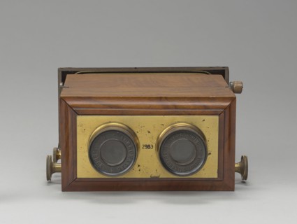Stereoscope, reversible in box, R. & J. Beck, British, 1865 - 1891, French; London, England; after 1865; Wood, brass, glass
