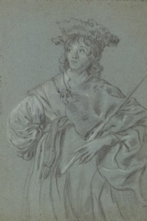A Young Man with a Fur Hat Holding a Staff, recto, Study of the Head of a Man with a White Collar, verso, Jacob Adriaensz