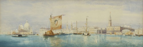 The Saint Mark's Basin, Venice; James Holland, English, 1799 - 1870, England; about 1860; Watercolor over pencil, heightened