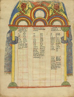 Canon Table Page; Ethiopia; about 1504 - 1505; Tempera on parchment; Leaf: 34.5 x 26.5 cm 13 9,16 x 10 7,16 in