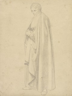 Joseph Wintergerst in a Floor-Length Coat; Wilhelm von Schadow, German, 1788 - 1862, Italy; about 1811 - 1813; Graphite