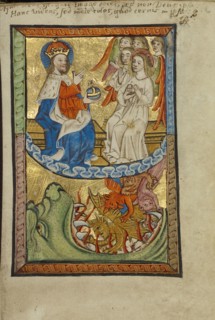 The Fall of the Rebel Angels; Norfolk perhaps, written, East Anglia, England; illumination about 1190; written about 1490