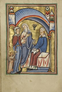 The Presentation of the Virgin in the Temple; York perhaps, illuminated, Northern, England; illumination about 1190; written