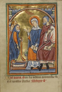 The Shepherds at the Stable; Norfolk perhaps, written, East Anglia, England; illumination about 1190; written about 1490