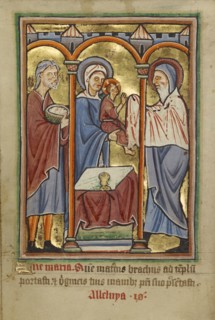 The Presentation in the Temple; York perhaps, illuminated, Northern, England; illumination about 1190; written about 1490
