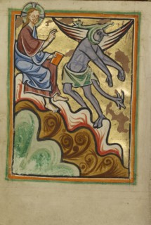 The Third Temptation; Norfolk perhaps, written, East Anglia, England; illumination about 1190; written about 1490; Tempera
