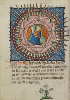 The Virgin and Child in a Pink Rose with a White Lily; Norfolk perhaps, written, East Anglia, England; about 1480–1490; Tempera