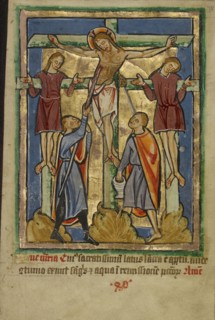 Decorated Text Page; York perhaps, illuminated, Northern, England; illumination about 1190; written about 1490; Tempera colors