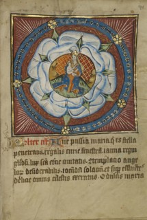 The Virgin and Child in a White Rose; Norfolk perhaps, written, East Anglia, England; illumination about 1190; written