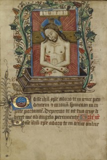 Christ as the Man of Sorrows; Norfolk perhaps, written, East Anglia, England; illumination about 1190; written about 1490