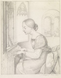 Saint Cecilia; Joseph Anton Draeger, German, 1794 - 1833, Italy; 1822; Graphite; 22.2 × 17.6 cm, 8 3,4 × 6 15,16 in