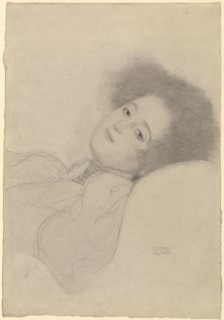 Portrait of a Young Woman Reclining; Gustav Klimt, Austrian, 1862 - 1918, Austria; 1897 - 1898; Black chalk; 45.5 x 31.5 cm