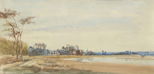 The Salt Marshes near Trouville; Richard Parkes Bonington, British, 1802 - 1828, France; 1826; Watercolor over graphite