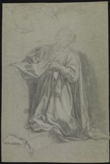 The Virgin Annunciate; Francisco Bayeu y Subias, Spanish, 1734 - 1795, Spain; about 1769; Black chalk with touches of white