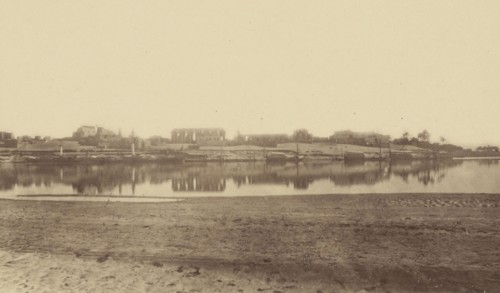 Overview of Luxor taken from the Opposite Bank; Théodule Devéria, French, 1831 - 1871, France; 1865; Albumen silver print