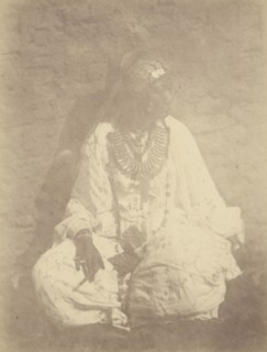 Portrait of a Native Woman Sitting Against a Wall; Théodule Devéria, French, 1831 - 1871, France; 1865; Albumen silver print