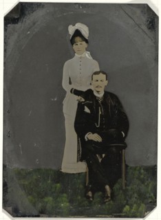 Portrait of couple; United States; 1860s - 1880s; Hand-colored tintype; Sheet: 22.5 x 16 cm, 8 7,8 x 6 5,16 in
