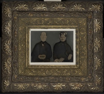 Portrait of couple; United States; 1860s - 1880s; Hand-colored tintype; 16.7 × 22.6 cm, 6 9,16 × 8 7,8 in
