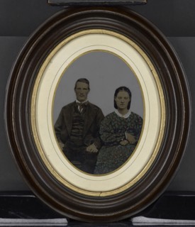 Portrait of young couple; United States; 1860s - 1880s; Hand-colored tintype; 18.9 × 14 cm, 7 7,16 × 5 1,2 in