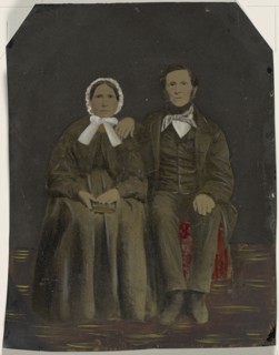 Portrait of couple; United States; 1860s - 1880s; Hand-colored tintype; Sheet: 21.5 x 17 cm, 8 7,16 x 6 11,16 in