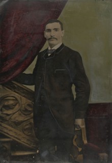 Portrait of man; United States; 1860s - 1880s; Hand-colored tintype; Sheet: 35.9 x 25.4 cm, 14 1,8 x 10 in
