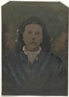 Portrait of young woman; United States; 1860s - 1880s; Hand-colored tintype; Sheet: 25.5 x 17.9 cm, 10 1,16 x 7 1,16 in