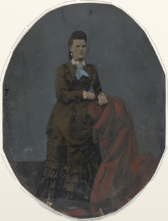 Portrait of young woman; United States; 1860s - 1880s; Hand-colored tintype; Sheet: 21.2 × 16.2 cm, 8 3,8 × 6 3,8 in