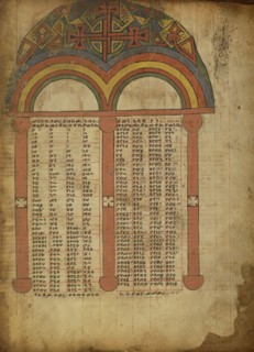 Canon Table Page; Ethiopia; about 1480 - 1520; Tempera on parchment; Leaf: 34.5 x 25.6 cm, 13 9,16 x 10 1,16 in