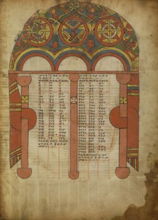 Canon Table Page; Ethiopia; about 1480 - 1520; Tempera on parchment; Leaf: 34.5 x 25.6 cm, 13 9,16 x 10 1,16 in