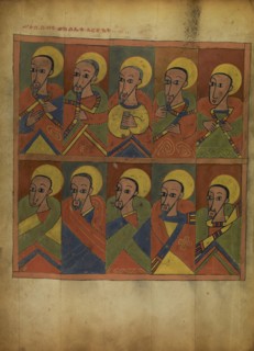 The Seventy-Two Disciples; Ethiopia; about 1480 - 1520; Tempera on parchment; Leaf: 34.5 x 25.6 cm, 13 9,16 x 10 1,16 in