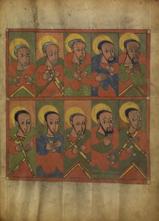The Seventy-Two Disciples; Ethiopia; about 1480 - 1520; Tempera on parchment; Leaf: 34.5 x 25.6 cm, 13 9,16 x 10 1,16 in