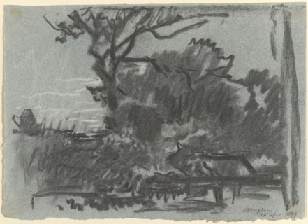 Forest Scene; Josef Wenglein, German, 1845 - 1919, Germany; 1879; Black and white chalk; 22.5 x 32 cm, 8 7,8 x 12 5,8 in