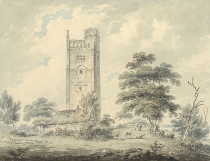 Freston Tower, Suffolk; Edward Dayes, English, 1763 - 1804, Britain; about 1785; Watercolor over pencil; 16.5 × 21.6 cm, 6 1,2